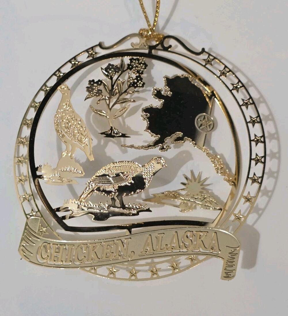 Chicken Alaska Genuine Solid Brass Christmas Ornament